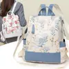 Bolsas de Comércio Exterior Grande Capacidade Tecido PU Feminino Moda Estampada Mochila Portátil Feminina 2025 Nova Mochila Multifuncional