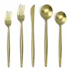 Juego de cubertería portuguesa de acero inoxidable 430 transfronterizo juego de cinco piezas de cuchillo, tenedor, cuchara, cuchara de postre y tenedor cepillados