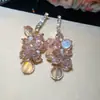 Brincos de vidro com zircônia microincrustada europeus e americanos, design moderno e criativo, brincos e acessórios de orelha de nicho de luxo leve de alta qualidade