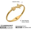 Pulseira Aberta de Borboleta e Flor com Micro Zircônia Transfronteiriça, Pulseira Tendência de Aço Inoxidável com Banho de Ouro 18K de Luxo Leve