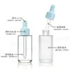 Al por mayor en stock 20ml 30ml botellas de aceite esencial de hombro plano esmerilado, botellas de vidrio 40ml 50ml botellas gotero de hombro plano transparentes
