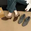 Mocasines de Piel de Cordero Forrados de Punta Profunda de Gama Alta Retro para Mujer 2026 Otoño/Invierno Nuevos Versátiles Cálidos Zapatos Peludos
