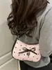 Bolso de Hombro Cruzado para Mujer Estilo Coreano de Gasa Burbuja Dulce con Lazo, Bolso de Hombro Cruzado de Alto Gama con Bloqueo de Color Negro y Rosa, Bolso para el Trabajo