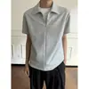 Camisa Polo de Estilo Americano Falsa de Dos Piezas con Cremallera Manga Corta para Hombre, Verano, Peso Pesado, Cuello Solapa, Hombro Normal, Camiseta, Top de Media Manga