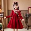 Vestido de Año Nuevo para Niñas para Actuaciones Artísticas, Estilo Chino Nuevo Otoño e Invierno Estilo Nacional Qipao, Vestido Mejorado de Manga Larga para Niños