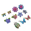 Quema a baja temperatura azul degradado flor mariposa aleación gota de aceite diy llavero accesorios de joyería pendientes colgante material