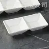 Plato Cerámico Rectangular de Tres Compartimentos, Plato de Dos Compartimentos, Plato para Condimentos, Plato Pequeño para Condimentos de Restaurante de Barbacoa, Plato para Salsas, Cerámica Blanca, Engrosado, Grado Alimenticio