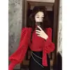 Top de lunares rojos, un superventas de otoño 2026, que irradia una elegancia sofisticada, lujosa y única de estilo francés con una cintura entallada.