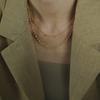 Collar francés de doble capa con diamantes de estrella, cadena de clavícula apilada, nicho ligero de lujo, nuevo estilo, estilo frío, minimalista, elegante temperamento