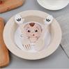 Conjunto de louça infantil de palha de trigo fofo prato para comida de bebê prato de fast food tigela colher garfo pequeno presente promocional logo