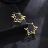 Brincos de Estrela de Cinco Pontas Dupla Camada Textura de Personalidade Agulha de Prata Luxo Leve High-end Estilo Metal Ins Moda Elegante