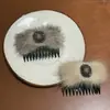 Peine Invertido de Felpa de Visón con Pedrería Estilo Coreano para Otoño e Invierno para Mujeres, Accesorio para el Cabello de Alta Gama para Arreglar el Fleco Lateral y la Parte Posterior de la Cabeza