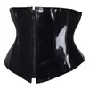 Cinturão Modelador de Corpo com Zíper e Alça, Cintura Alta de Couro Brilhante, Estrutura de Peixe, Cinto Abdominal para Usar por Cima, Cinto Firmeador para Afinar a Cintura