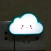 Nubes cara sonriente luz de noche led pasillo mesita de noche enchufable alimentación noche dormitorio lámpara de pared interruptor de puesto lámpara de regalo