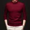 Camisa de punto gruesa cálida al por mayor transfronteriza para hombre temporada otoño e invierno cuello medio alto simple versátil holgada camisa base