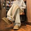 Pantalones Gruesos de Cuadros de Tres Barras para Hombre Invierno Engrosado Marca de Moda Cálidos Rectos Otoño e Invierno Estilo Americano Retro Casual
