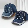 Gorra de Béisbol Deportiva Popular Unisex Transfronteriza con Forma de Gota de Agua 3D y Adornos de Pedrería, Sombrero de Sol Estilo Vintage para Viajes y Vacaciones