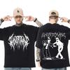 Camiseta de Moda para Mujer con Estampado de Caballo Fantasma Transfronteriza de Comercio Exterior Moda Europea y Americana Hip Hop Metal Rock Gótico Calle