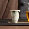 Taza de Cerámica para Cata de Té Hoja de Arce Pintada a Mano Porcelana Blanca Jade Grasa de Cordero Taza de Anfitrión para Té Gongfu Taza Individual Juego de Té