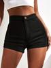 1 Shorts Jeans Feminino de Cintura Alta Slim Cor Sólida Exportação Transfronteiriça Europeu e Americano