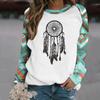 Sudadera de Manga Larga con Cuello Redondo para Mujer, Estampado 3D Retro Europeo y Americano, Serie Atrapasueños, Otoño/Invierno 2024