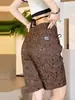 Pantalones Cortos de Cinco Puntos de Seda de Hielo Jacquard para Hombre, Verano Ligeros Estilo Nacional Completamente Florales para Playa Casual Frescos para Hombre