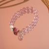 Pulsera Fresca de Cuentas Estilo Coreano Corazón de Niña Pulsera Linda de Moda Pulsera Simple de Cristal de Fresa