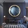 Entrada Entrada Pintura Decorativa Luz LED Lua Redonda Moderna Simples Pintura Suspensa Corredor Luz de Passagem Mural de Porcelana de Cristal de Luxo
