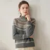 Suéter de Cachemira Jacquard Fair Isle Nuevo Otoño 2026 para Mujer, Cuello Alto, Jersey de Punto Sencillo
