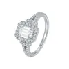 Anillo Popular Europeo y Americano Transfronterizo de Plata de Ley S925 para Mujer con Incrustación de Moissanita, Elegante Joyería de Anillo para Mujer con Piedra de Moissanita