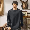 Camiseta de manga comprida peso pesado 300g estilo retrô americano para homens, nova coleção outono 2026, moletom gola redonda, top de corte solto para homens, adequado para primavera e outono