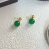 Pendientes de cuentas verdes estilo corte retro francés, elegantes, sencillos, ligeros, de lujo, combinables con todo, estilo occidental.