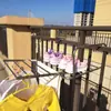 Tendedero sin taladro para balcón, marco de ventana, barandillas interiores y exteriores, tendedero plegable y portátil para secar colchas