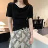 Camiseta de Manga Corta de Diseño Moderno y Único para Mujer, Nuevo Estilo Verano 2025, Corte Ajustado, Top Elegante y Distintivo