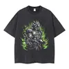 Camiseta Vintage Lavada Street Hip-Hop Anime Dragon Ball Super Estampa de Desenho Animado Gráfica Casual Algodão Verão Manga Curta Estilo Europeu e Americano