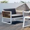 Sofá de exterior para ocio, patio, villa, jardín, sofá de hierro forjado, exterior, impermeable, protector solar, sofá de teca de aleación de aluminio