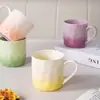 Taza de Cerámica de Color Degradado para Hombres y Mujeres Tazas de Pareja Estilo Ins para Oficina Taza de Color Degradado