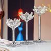 Castiçal de Cristal Estilo Europeu Transfronteiriço Lótus Cristal Decoração Jantar à Luz de Velas Conjunto de Três Peças Decoração Festa de Casamento Porta Velas