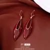 Pendientes Largos Huecos con Forma de Gota de Aceite Plata Moda Europea y Americana Personalidad Sencilla Versátiles Pendientes Elegantes de Gama Alta para Mujer