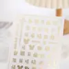 Pegatinas para uñas character Fu japonés de Año Nuevo manualidad dorada pegatinas de uñas impermeables calcomanías decorativas joyería Patrón dorado