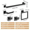 Modelo Transfronteiriço Rack de Armazenamento para Banheiro de Aço Inoxidável Conjunto de Cinco Peças Suporte para Toalhas e Lenços Gancho Conjunto de Racks de Armazenamento Quadrados