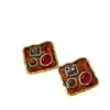 Pendientes Vintage de Plata con Forma de Rombo y Gota de Aceite Estilo Palacio Retro Exquisitos Pendientes de Botón Lujo Ligero Pendientes de Gama Alta