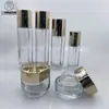 En stock 30g-120ml dispensador de loción Tóner Base de maquillaje líquido botella botella de crema traje de cosméticos botella de vidrio