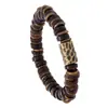 Pulsera de Coco Elástica con Cuentas Estilo Retro Literario Casual para Hombres y Mujeres, Joyería Popular Versátil Europea y Americana de Venta Caliente