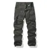 Calça de trabalho masculina estilo americano vintage transfronteiriça, perna reta casual de algodão estilo robusto, calça comprida lisa lavada com múltiplos bolsos