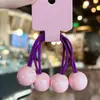 Diademas elásticas largas de colores de caramelo estilo coreano para coletas de niños, scrunchies coloridos con bolitas, accesorios para el cabello de princesa, estilo princesa