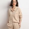 Cardigan Tricotado Macio de Caxemira 2026 Outono e Inverno Novo Feminino de Caimento Solto com Gola Polo, Frente Curta, Costas Longas, Cor Sólida Quente