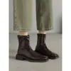 Botines de Tacón Grueso para Mujer 2025 Otoño e Invierno Nuevos Retro Estilo Británico Botines Ajustados Punta Cuadrada Botas Martin