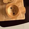 Set de Vajilla de Bambú para Bebé con Formas de Animales de Dibujos Animados, Plato para Comida Complementaria Infantil, Plato Dividido para Comer Bebé