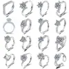Anel Feminino Aberto Quadrado Seis Garras Fornecimento ao Vivo Atacado Fabricante Diamante Moissanite Sintético Super Brilhante 0,05kg Quilate